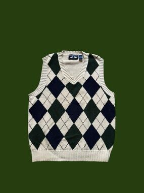 Vintage 90s Woods& Gray Men’s Argyle Cotton Sweater Vest Vintage 90s Mens Size L